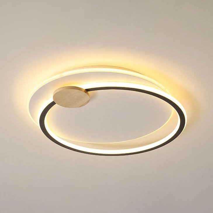 Nordic Simple Round Ring Aluminum Wood LED Flush Mount Ceiling Light