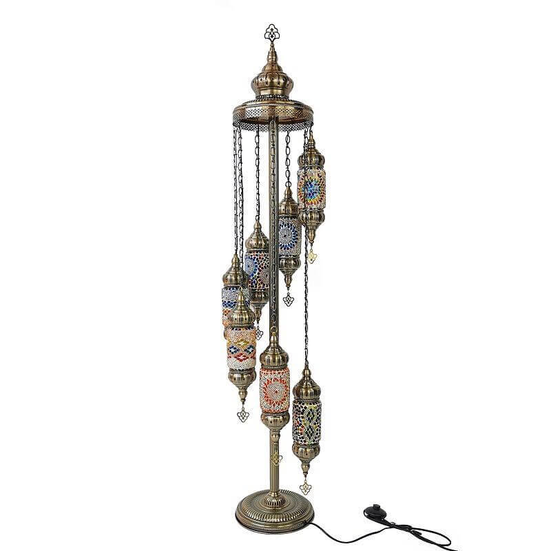 Retro Exotic Turkish Moroccan 7-Light Standing Floor Lamp