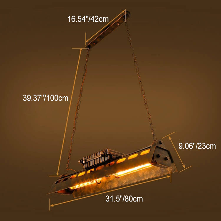 Traditional Vintage Iron Hollow Frame LED Chandelier Island Light For Entertainment Room