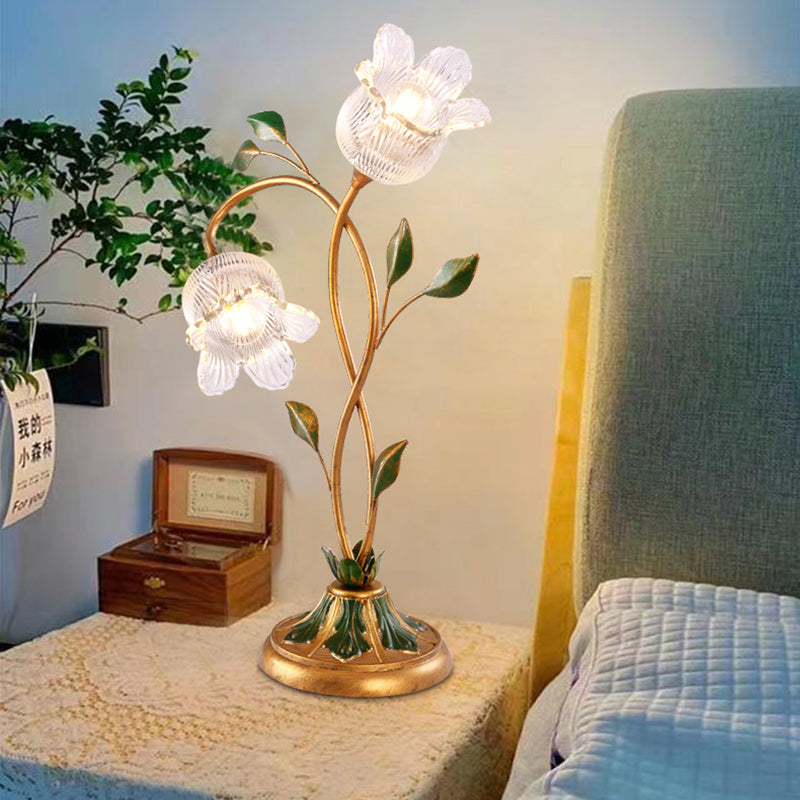 Modern Art Deco Flower Branch Leaf 1/2 Light Table Lamp For Bedroom