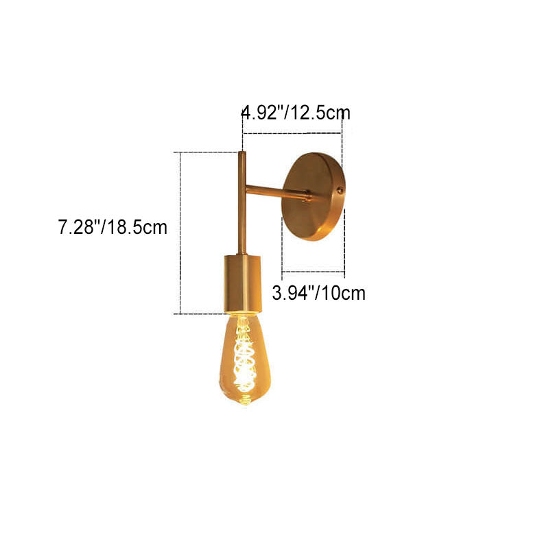Japanese Simple Iron Long Short Pole 1-Light Wall Sconce Lamp