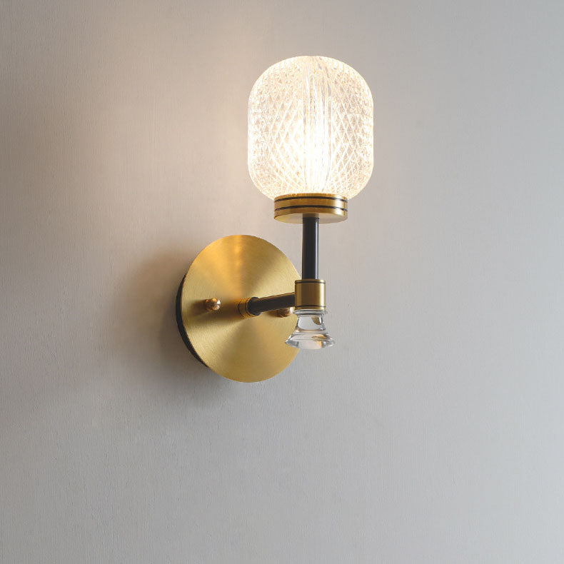 Modern Light Luxury Glass Oval Copper Base 1-Light Wall Sconce Lamp