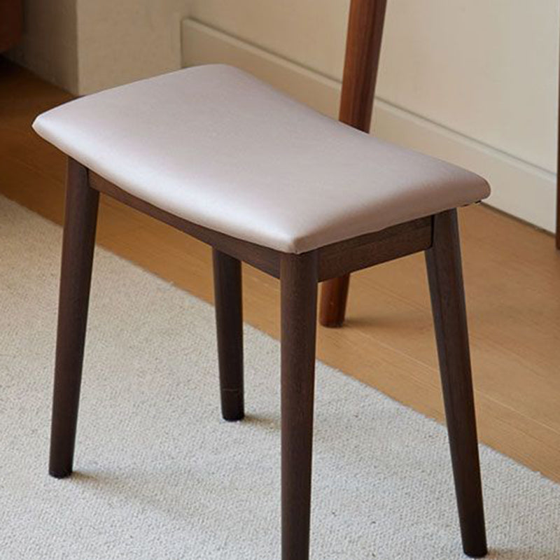 Modern Minimalist Rectangular Soft PU Leather Wood Vanity Stool For Bedroom