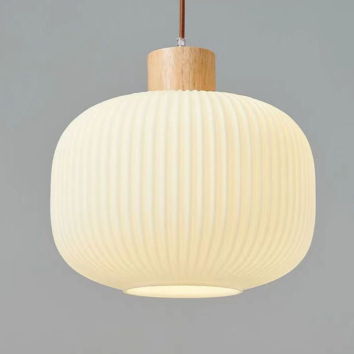 Japanese Minimalist Log Wood Strip Glass Jar 1/2/3 Light Island Light Chandelier