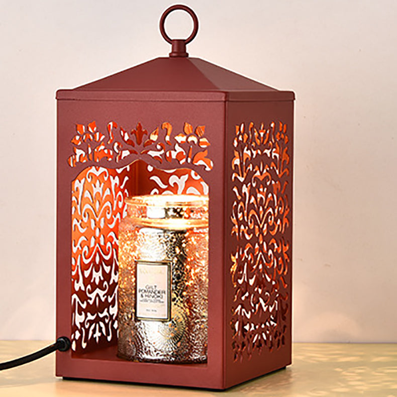 Traditional Vintage Metal Hollow Rectangle Shade 1-Light Melting Wax Table Lamp For Bedroom