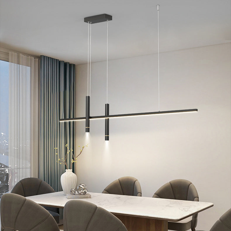 ثريا LED بتصميم هندسي مستقيم من الألومنيوم بتصميم بسيط وحديث لغرفة الطعام