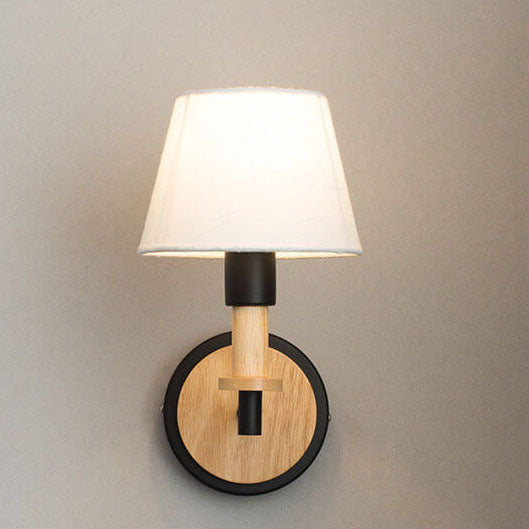 Modern Nordic Wooden Tubular 1-Light Wall Sconce Lamp