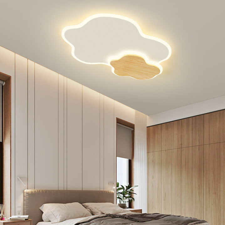 Japanese Minimalist Cloud Log Acrylic LED Flush Mount Lighting