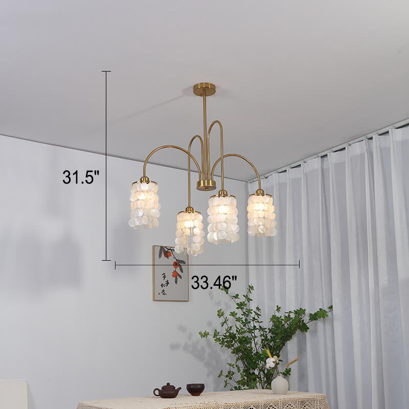 Modern Light Shell Shade Hardware 4/6 Light Chandelier