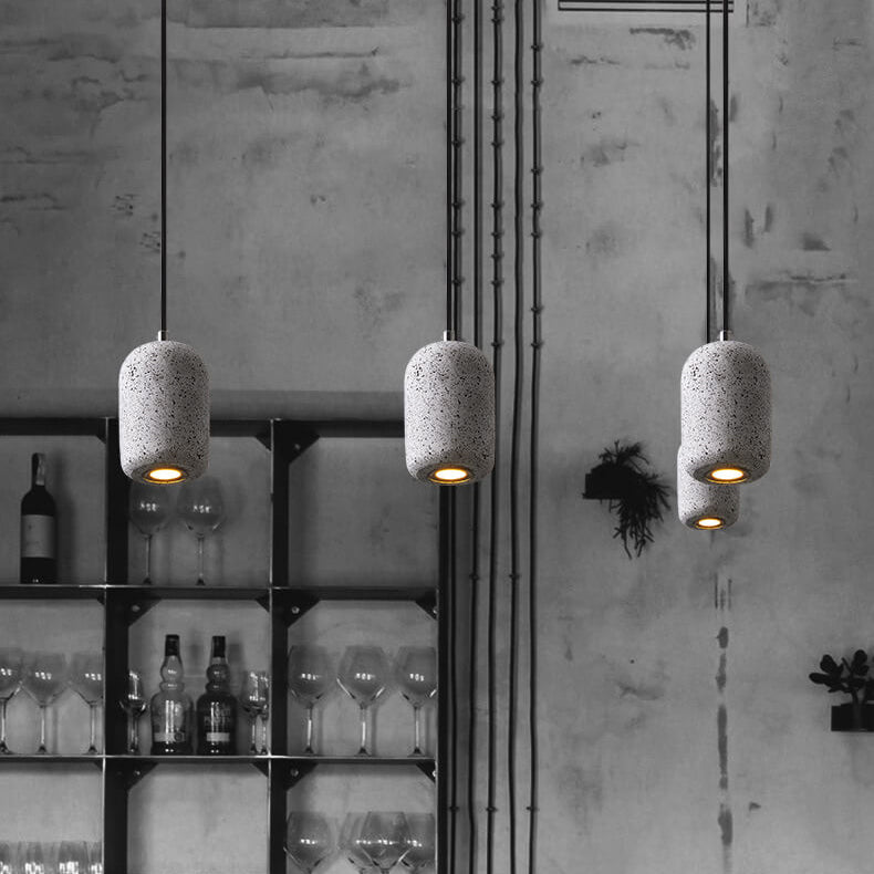 Scandinavian Industrial Minimalist Cylindrical Cement LED Pendant Light