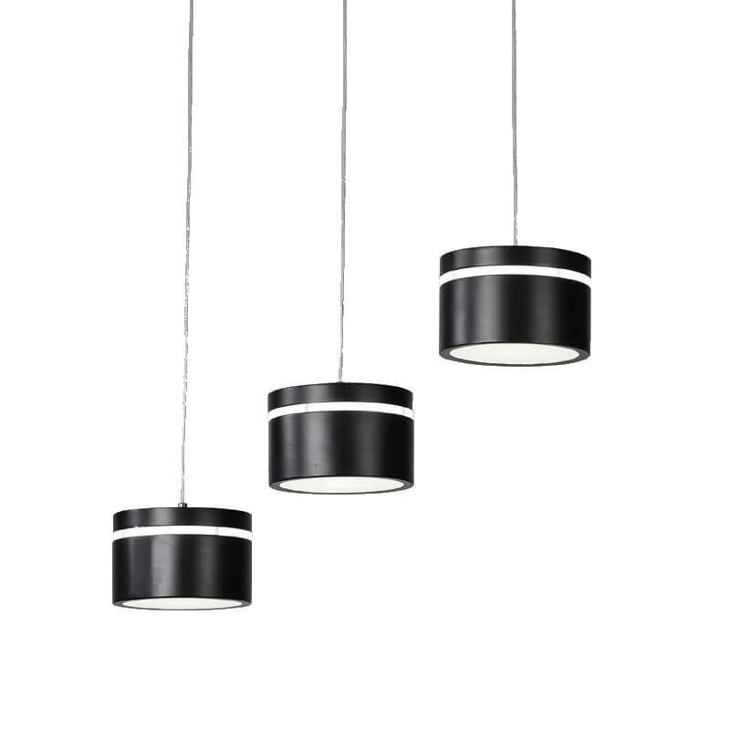 Nordic Minimalist Iron Round Drum Shade 3-Light LED Chandelier