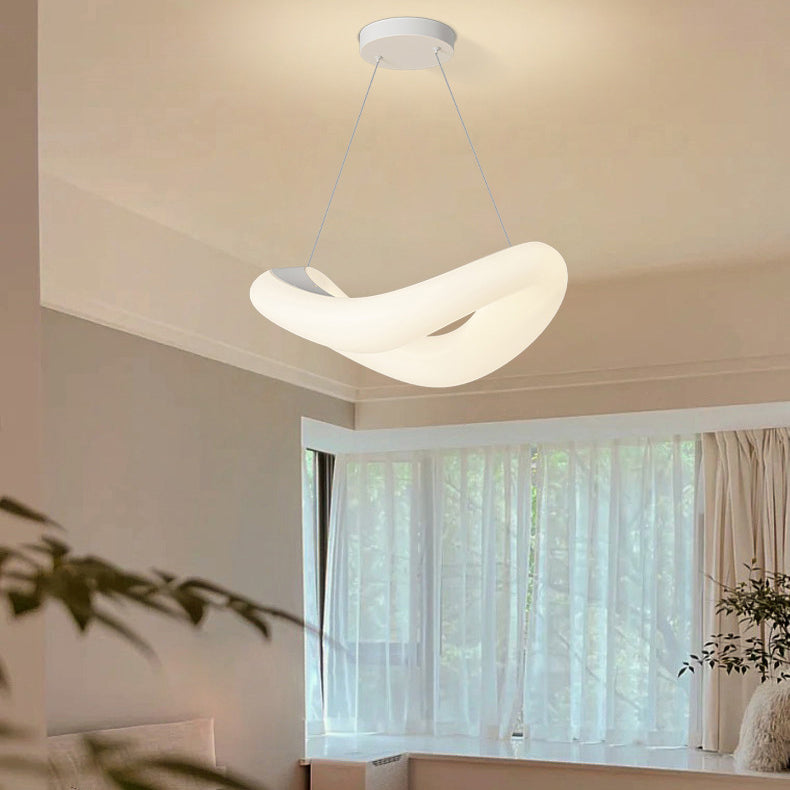 مصباح LED معلق بتصميم عصري بسيط من مادة البولي إيثيلين على شكل حلقة مموجة لغرفة النوم