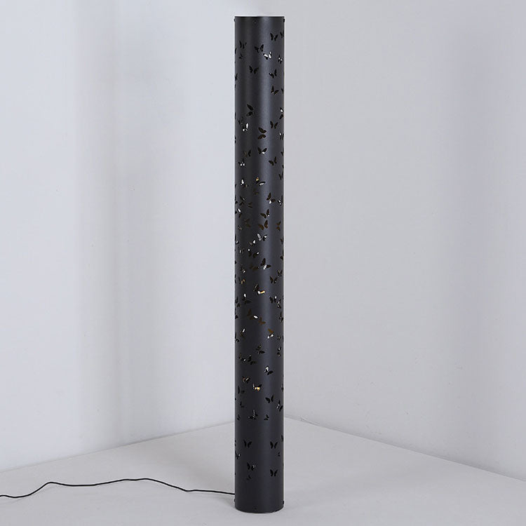 Contemporary Creative Cylinder Butterfly Iron Aluminum LED Standing Floor Lamp For Living Room