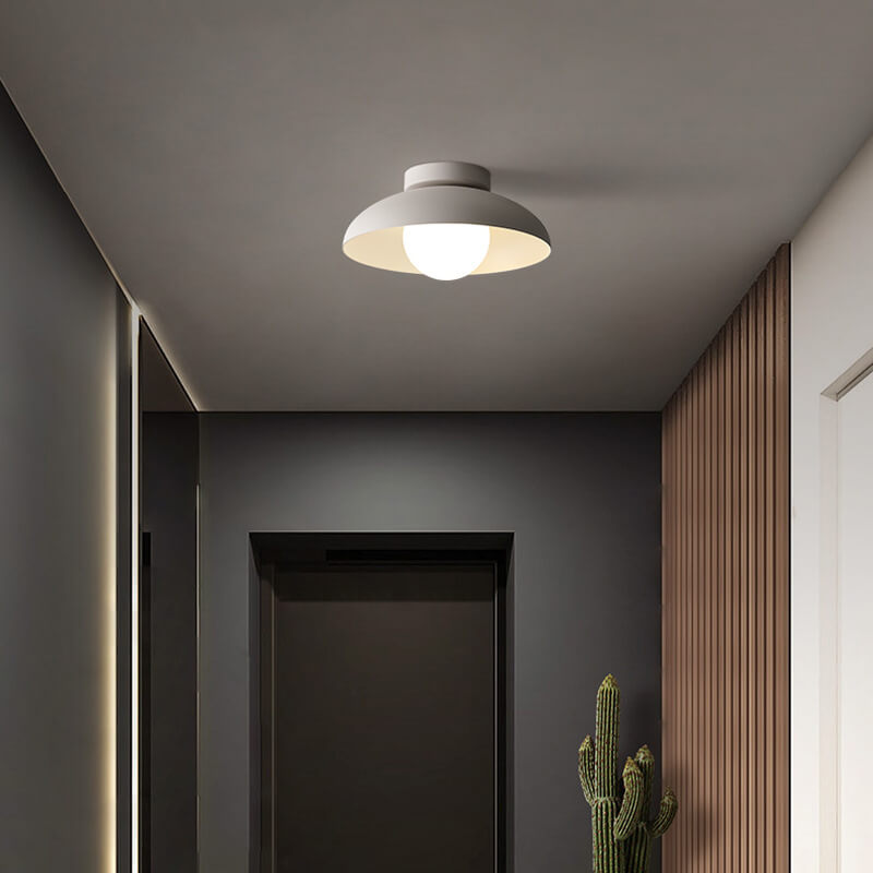 Japanese Wabi-sabi Iron Glass 1-Light Semi-Flush Mount Light
