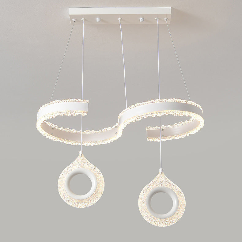 Contemporary Scandinavian Iron Aluminum Acrylic Round Semicircle LED Chandelier For Living Room