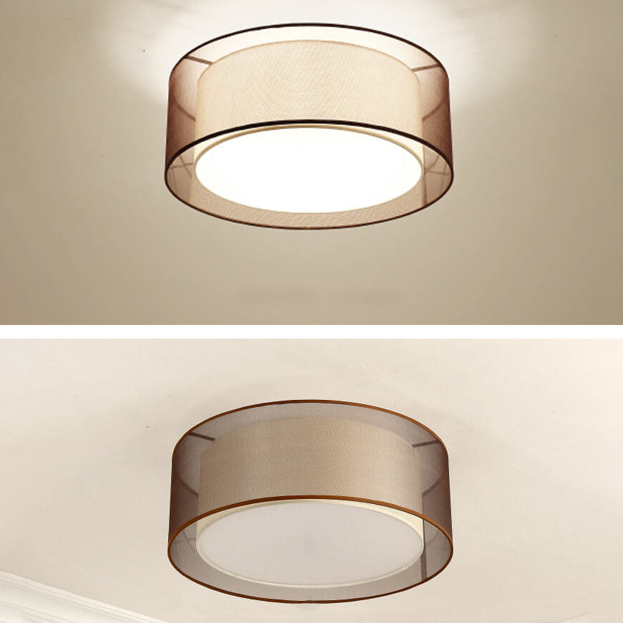Modern Chinese Fabric Iron Round Square 3/5 Light Flush Mount Ceiling Light