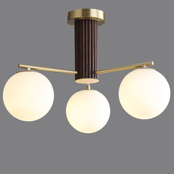Modern Creative Minimalist Copper Glass Sphere 3/5-Light Semi-Flush Mount Ceiling Light