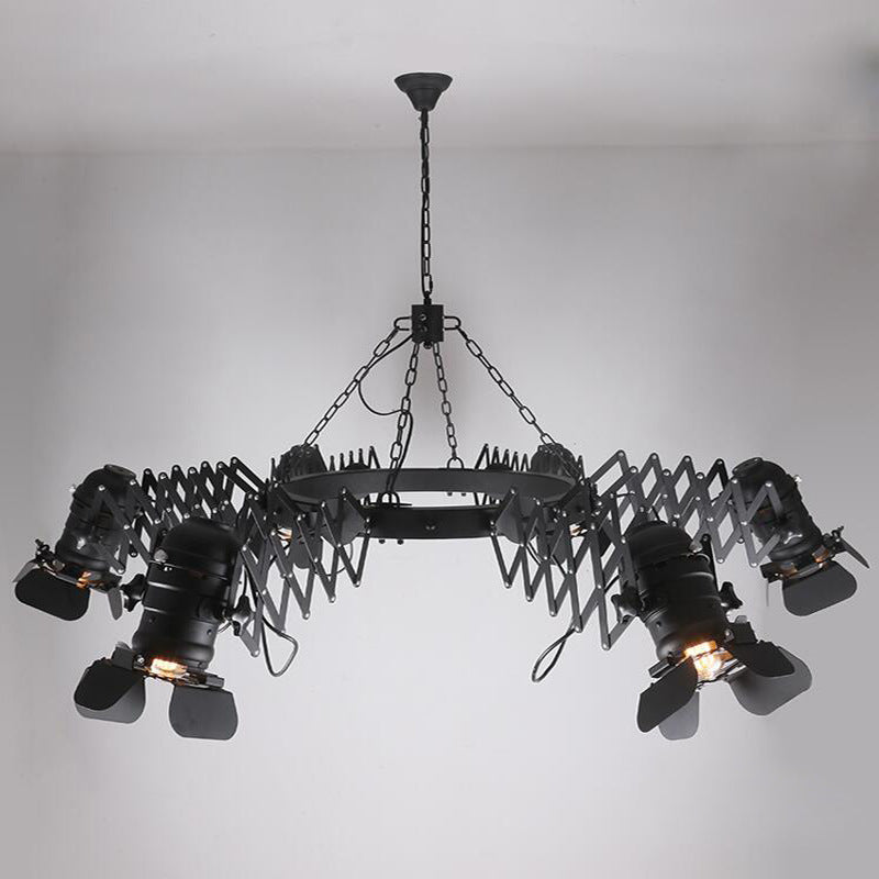 Contemporary Industrial Wrought Iron Round 6-Light Chandelier For Dining Room