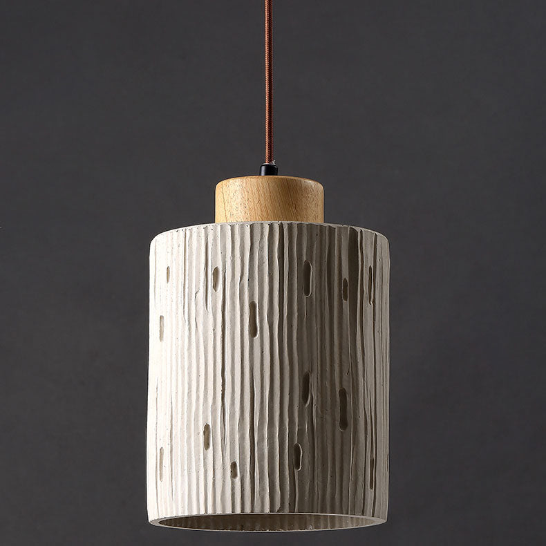 Modern Minimalist Cylinder High Mixed Clay 1-Light Pendant Light For Living Room