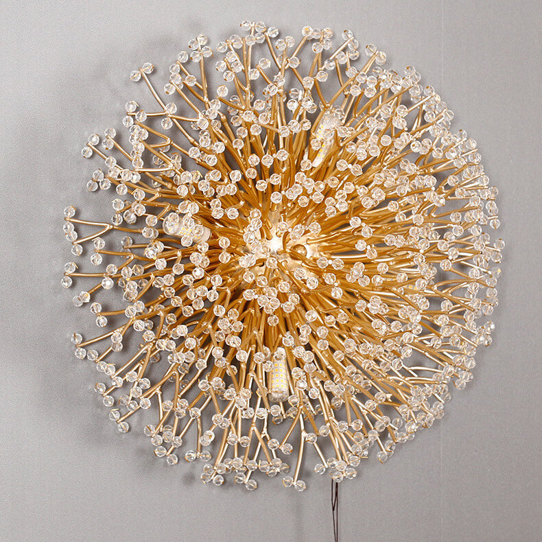 Modern Luxury Crystal Dandelion Aluminum 4-Light Wall Sconce Lamp