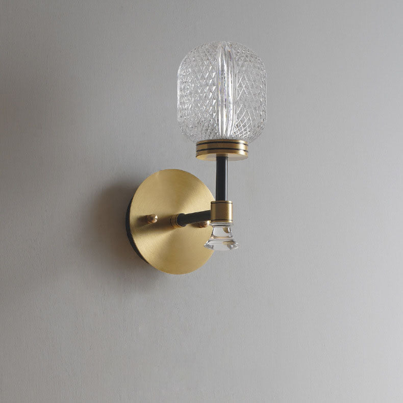 Modern Light Luxury Glass Oval Copper Base 1-Light Wall Sconce Lamp