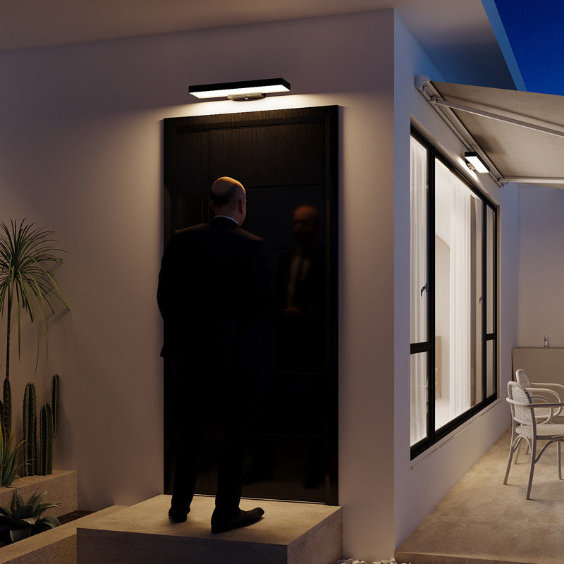 Modern Minimalist Rectangular Flat LED Sensor Outdoor Waterproof Wall Sconce Lamp