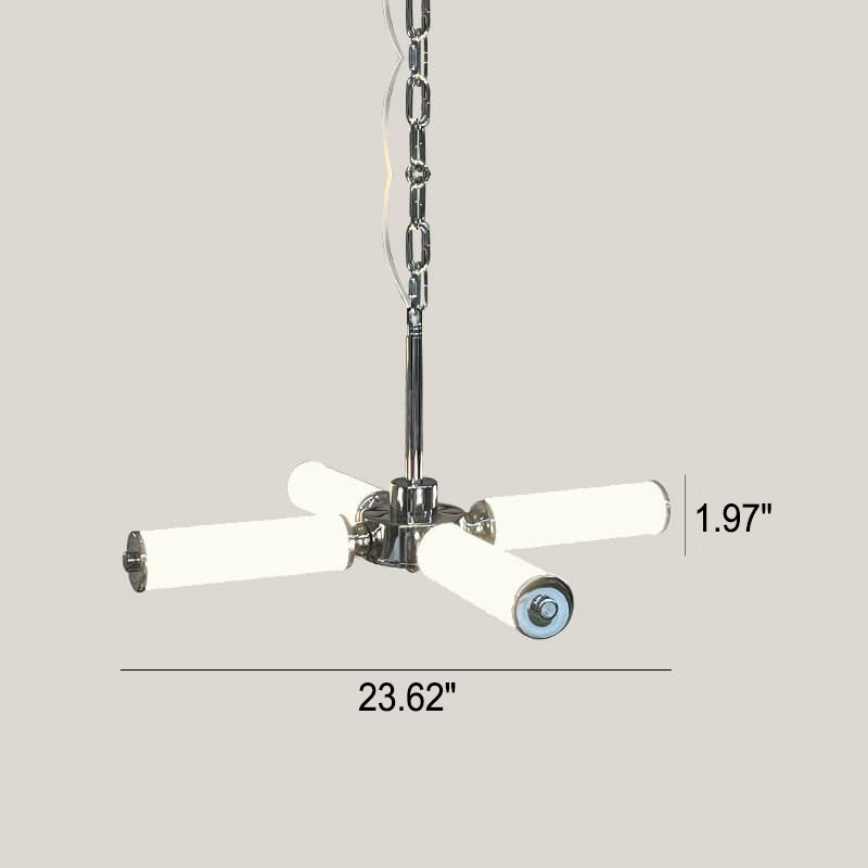 Industrial Stainless Steel Branch Design 4-Light LED Chandelier