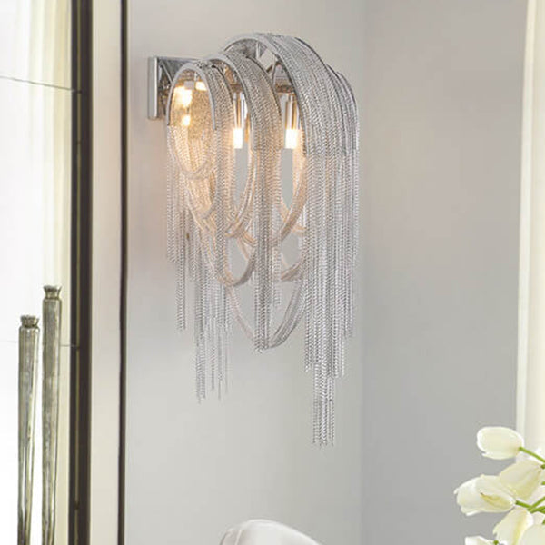 Postmodern Luxury Aluminum Chain Tassel 2-Light Wall Sconce