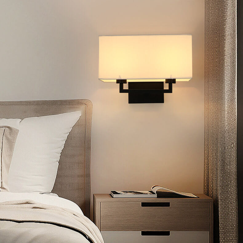 Modern Minimalist Solid Color Rectangular Iron Fabric 1-Light Wall Sconce Lamp