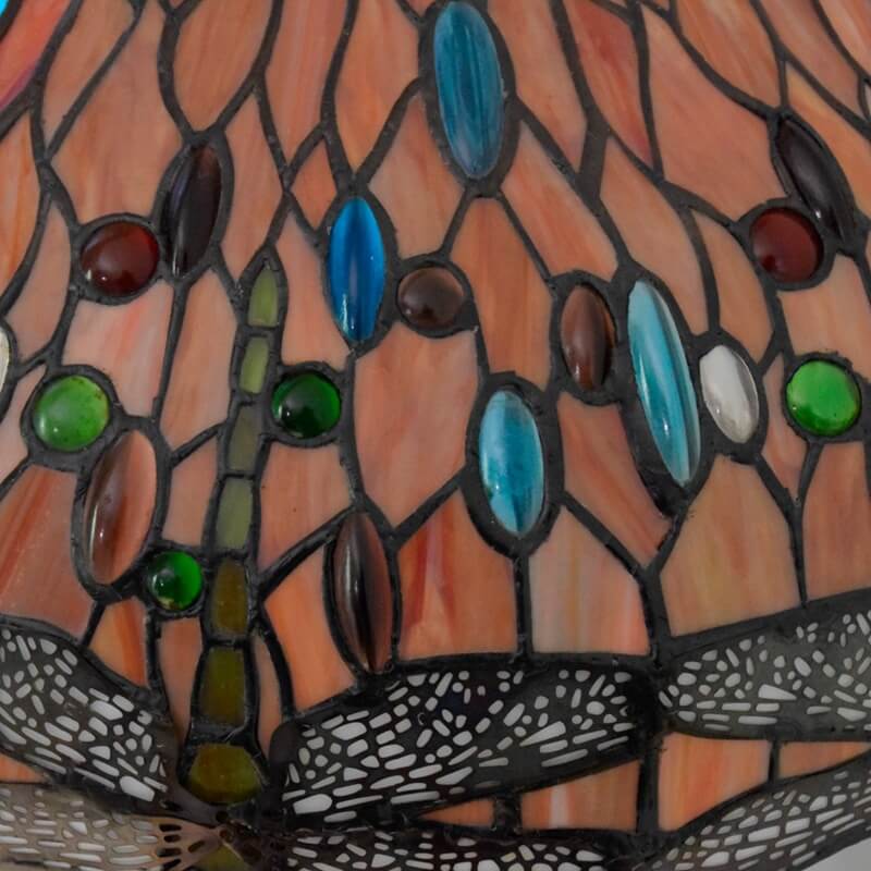 Tiffany Decorative Goddess Dragonfly Resin Stained Glass 3-Light Table Lamp