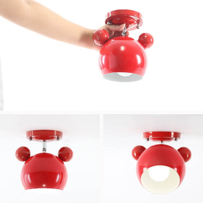 Nordic Cartoon Dome Shape Iron 1-Light Semi-Flush Mount Ceiling Light