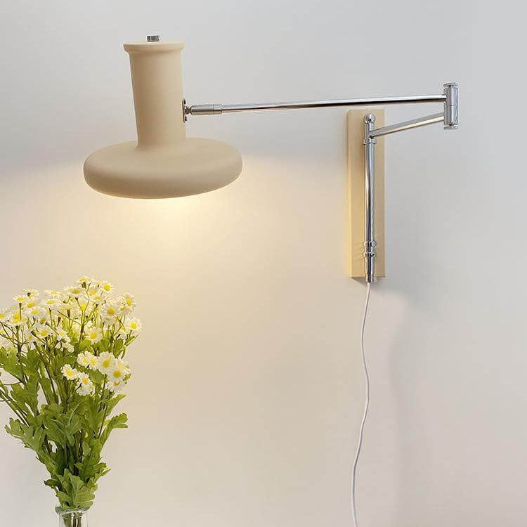Nordic Minimalist Beige Swing Arm 1-Light Wall Sconce Lamp