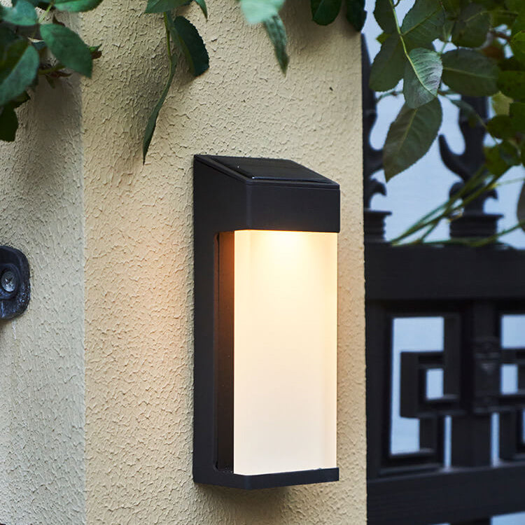 Solar Square Frosted Glass Waterproof Outdoor LED Wall Sconce Lamp