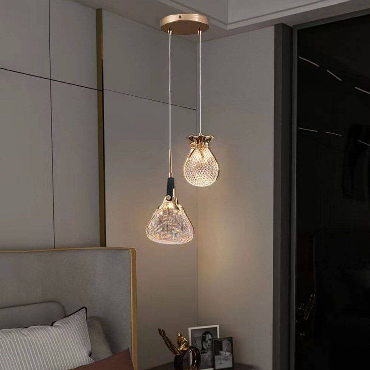 Contemporary Creative Iron Acrylic Arc 1-Light Pendant Light For Living Room
