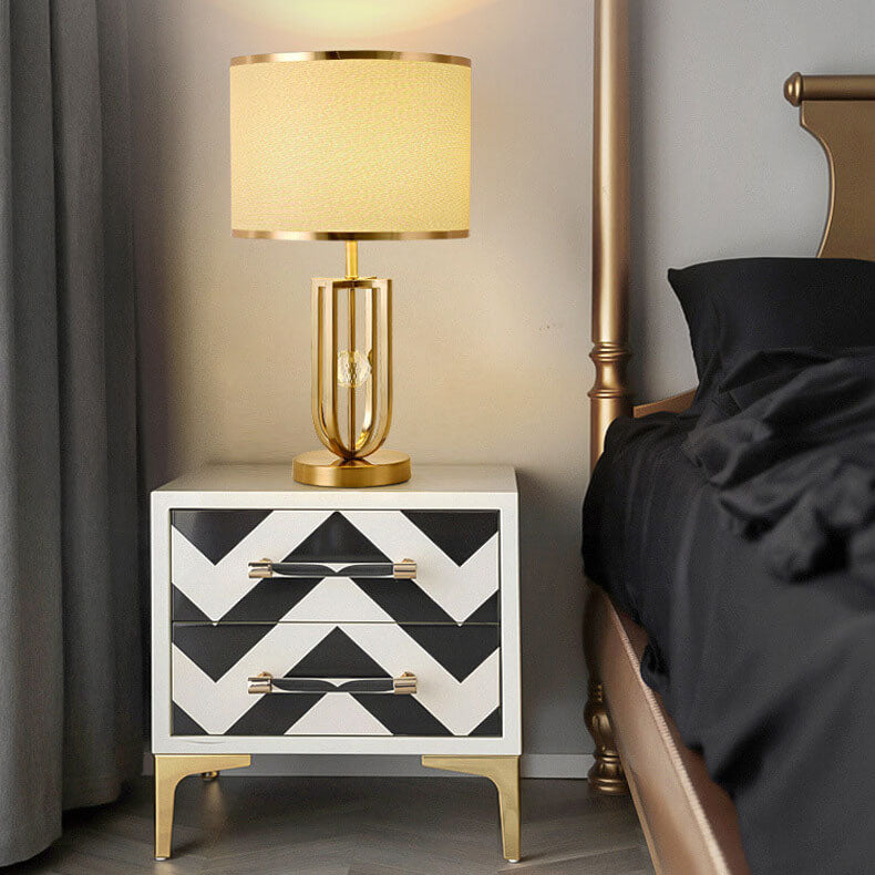 Modern Minimalist Imitation Copper Cloth 1-Light Table Lamp