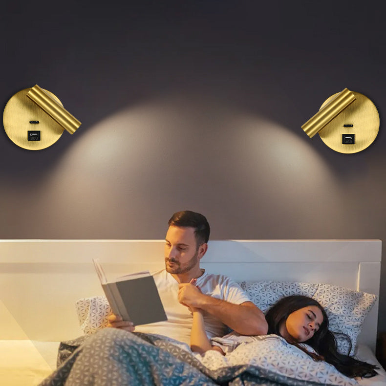 Modern Minimalist Rotatable Cylinder Aluminum Iron LED Wall Sconce Lamp For Living Room