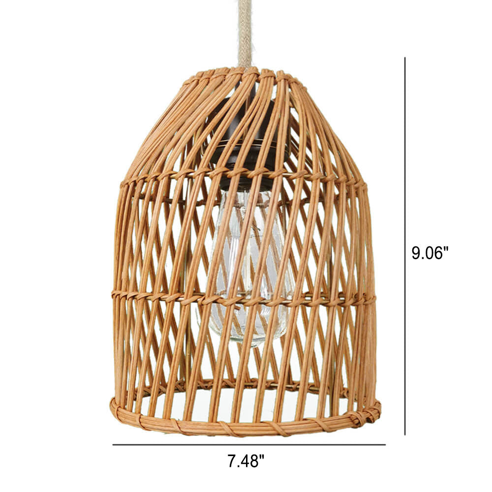 Vintage Rattan Weaving Dome Column 1-Light Pendant Light
