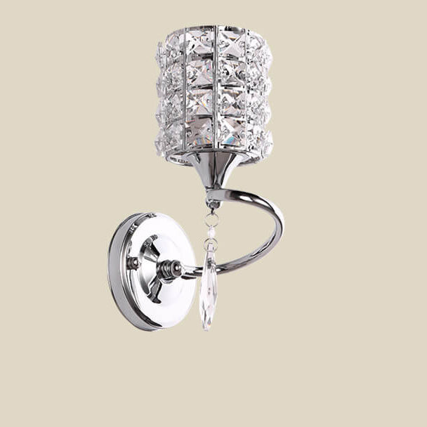 Modern Luxury Crystal Cylindrical Square 1-Light Wall Sconce Lamp