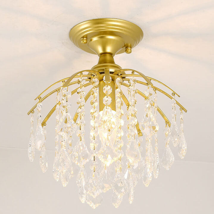 Nordic Light Luxury Crystal Zinc Alloy 1-Light Semi-Flush Mount Light