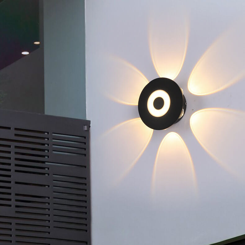 Modern Black Round Aluminum Indoor Outdoor Waterproof LED Wall Sconce Lamp