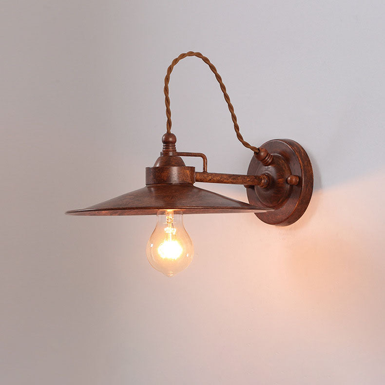 Contemporary Industrial Waterproof Metal Plate Bowl 1-Light Wall Sconce Lamp For Outdoor Patio