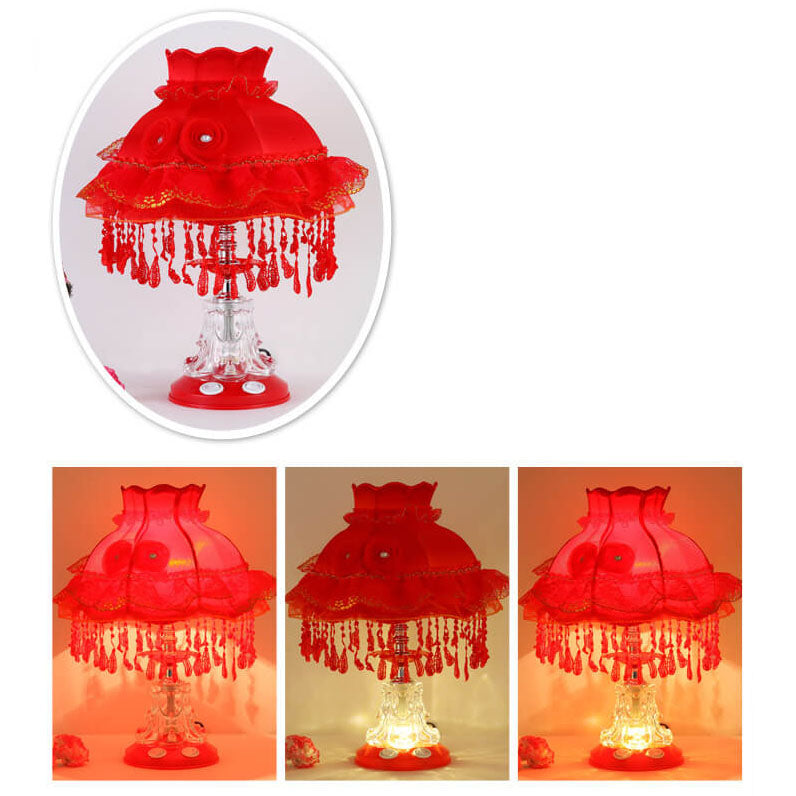 European Style Wedding Fabric Glass 1-Light Table Lamp
