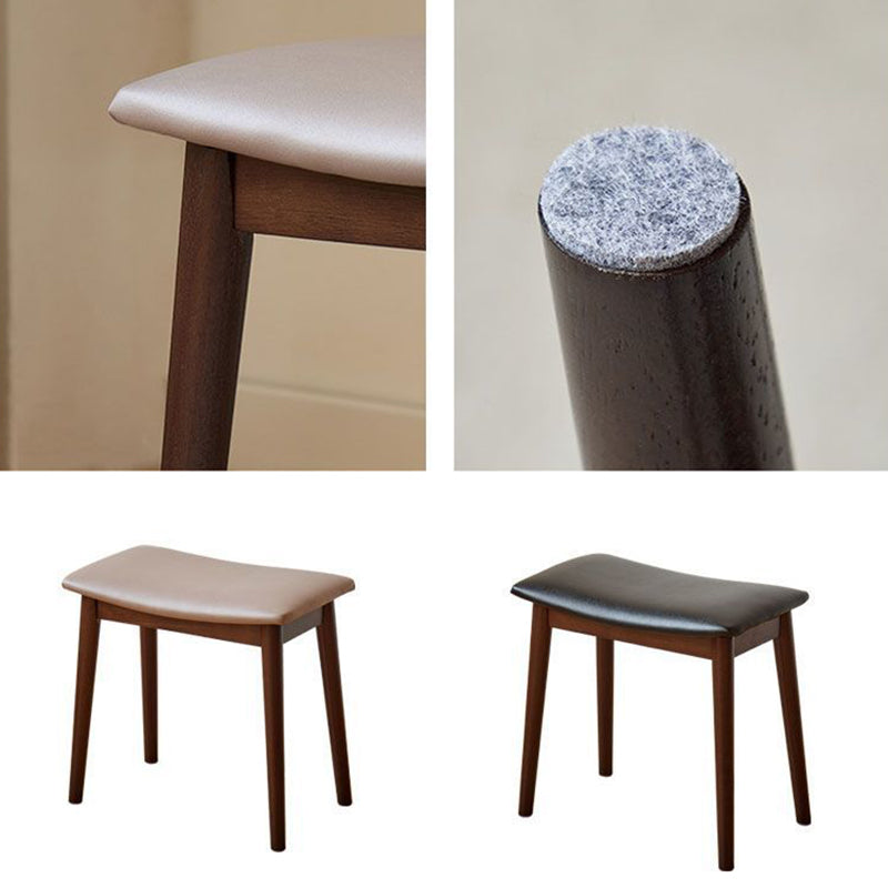 Modern Minimalist Rectangular Soft PU Leather Wood Vanity Stool For Bedroom