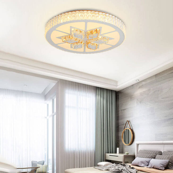 Modern Minimalist Round Acrylic Crystal LED Flush Mount Lighting