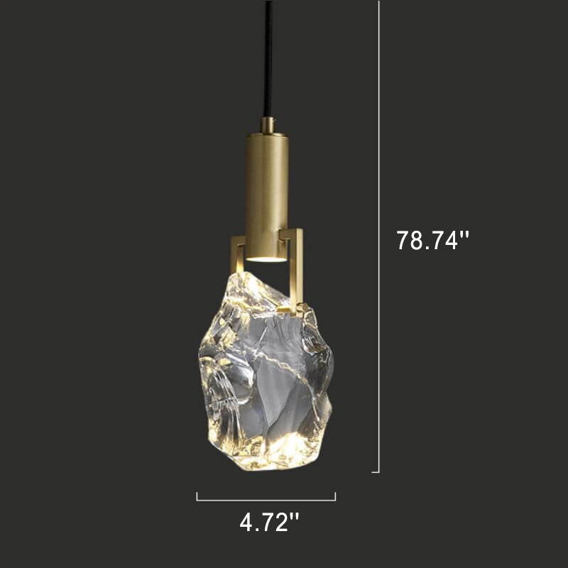 Modern Minimalist Ice Cube Crystal 1-Light Pendant Light