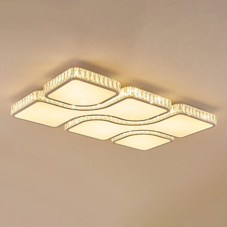 مصباح LED معدني مستطيل الشكل فاخر باللون الذهبي بتصميم عصري