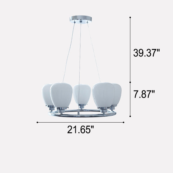 Nordic White Glass Magic Bean Circle Ring 1/3/5/8 Light Chandelier