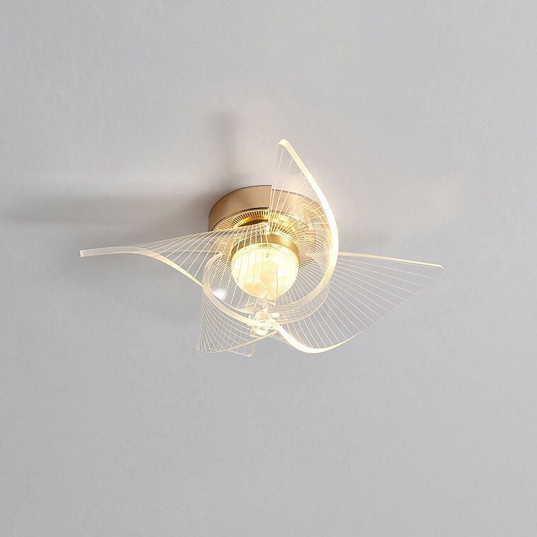 Modern Light Luxury Transparent Acrylic Fan Blade LED Semi-Flush Mount Ceiling Light
