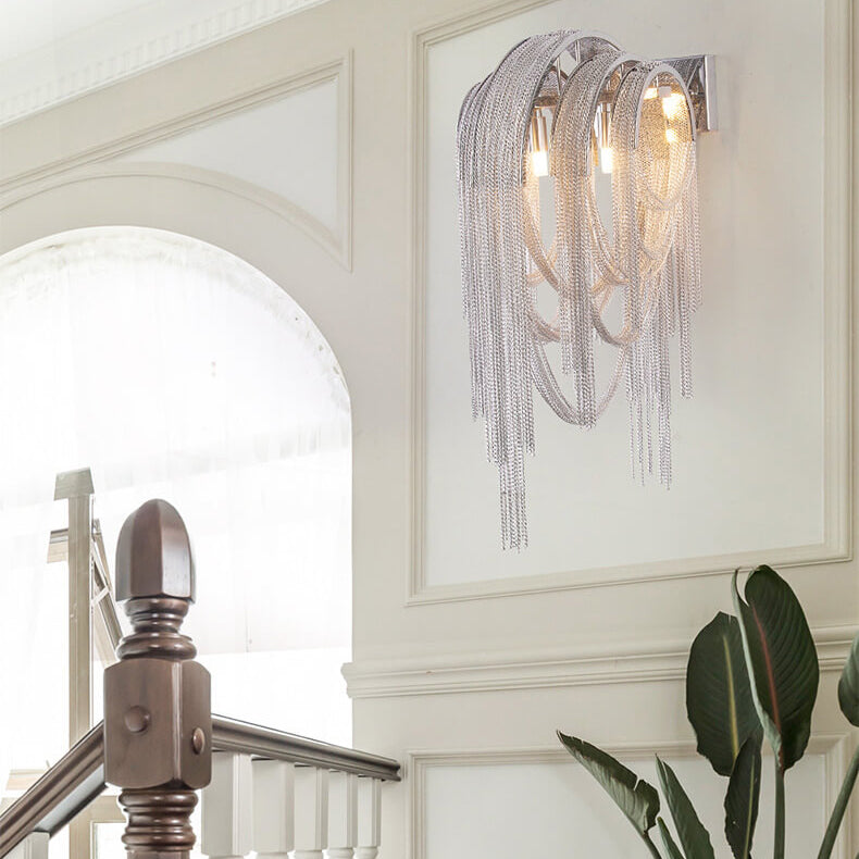 Postmodern Luxury Aluminum Chain Tassel 2-Light Wall Sconce