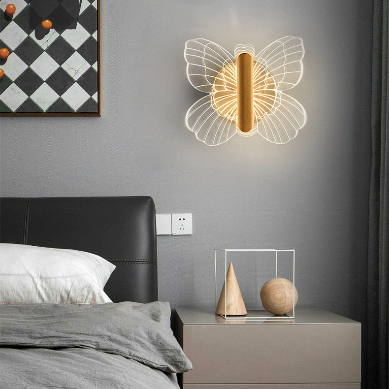 Contemporary Luxury Hardware Acrylic Butterfly LED Wall Sconce Lamp For Bedroom